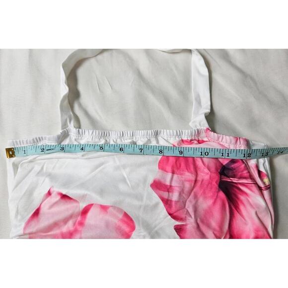 Shein Women's White and Pink Floral Print Ruched Tank Top NWOT Size Medium - Picture 5 of 6